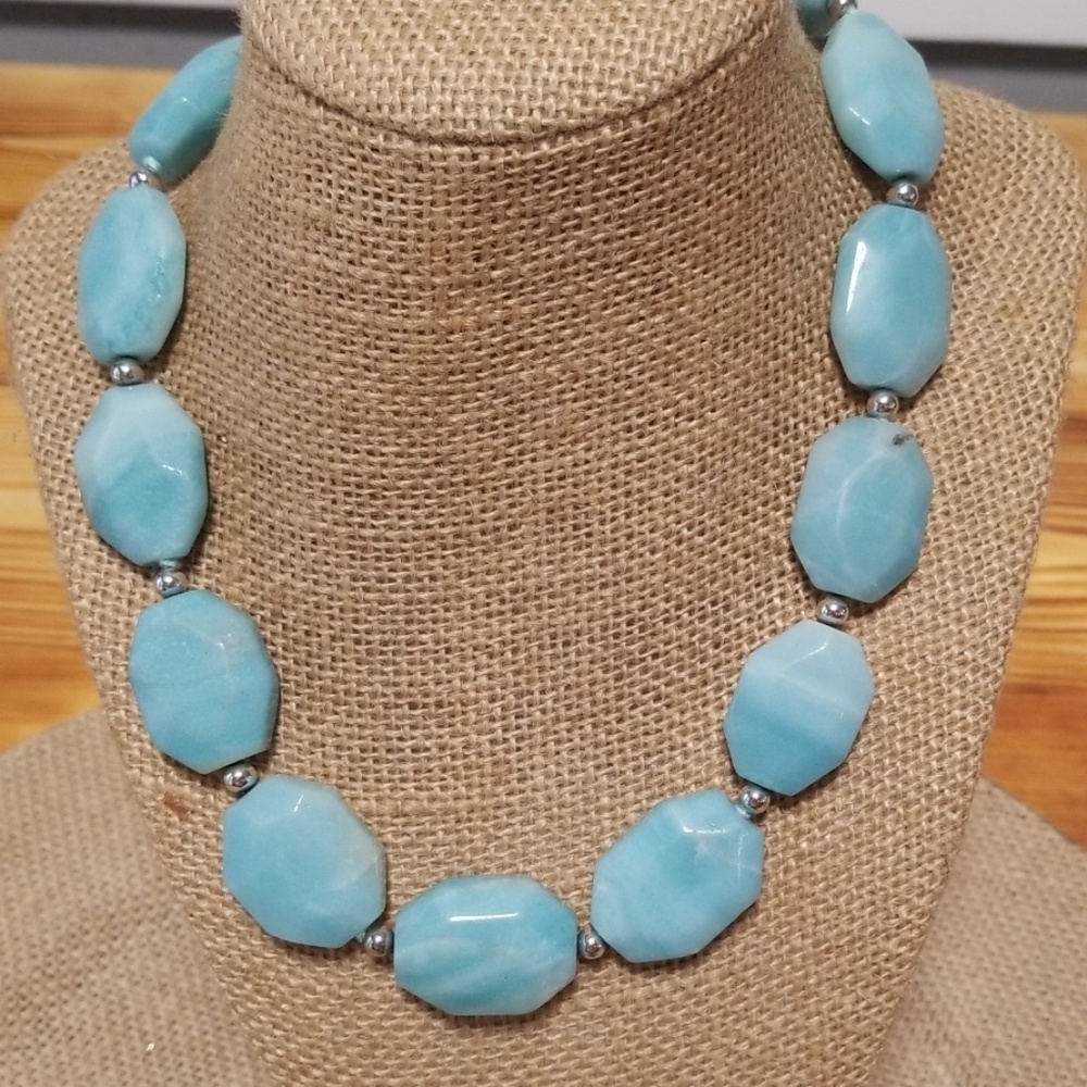 .925 Natural aquamarine gemstone necklace